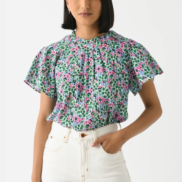 Banjanan‎ Anthropologie Flutter Sleeve Joyful Summer Blouse in Green Size S